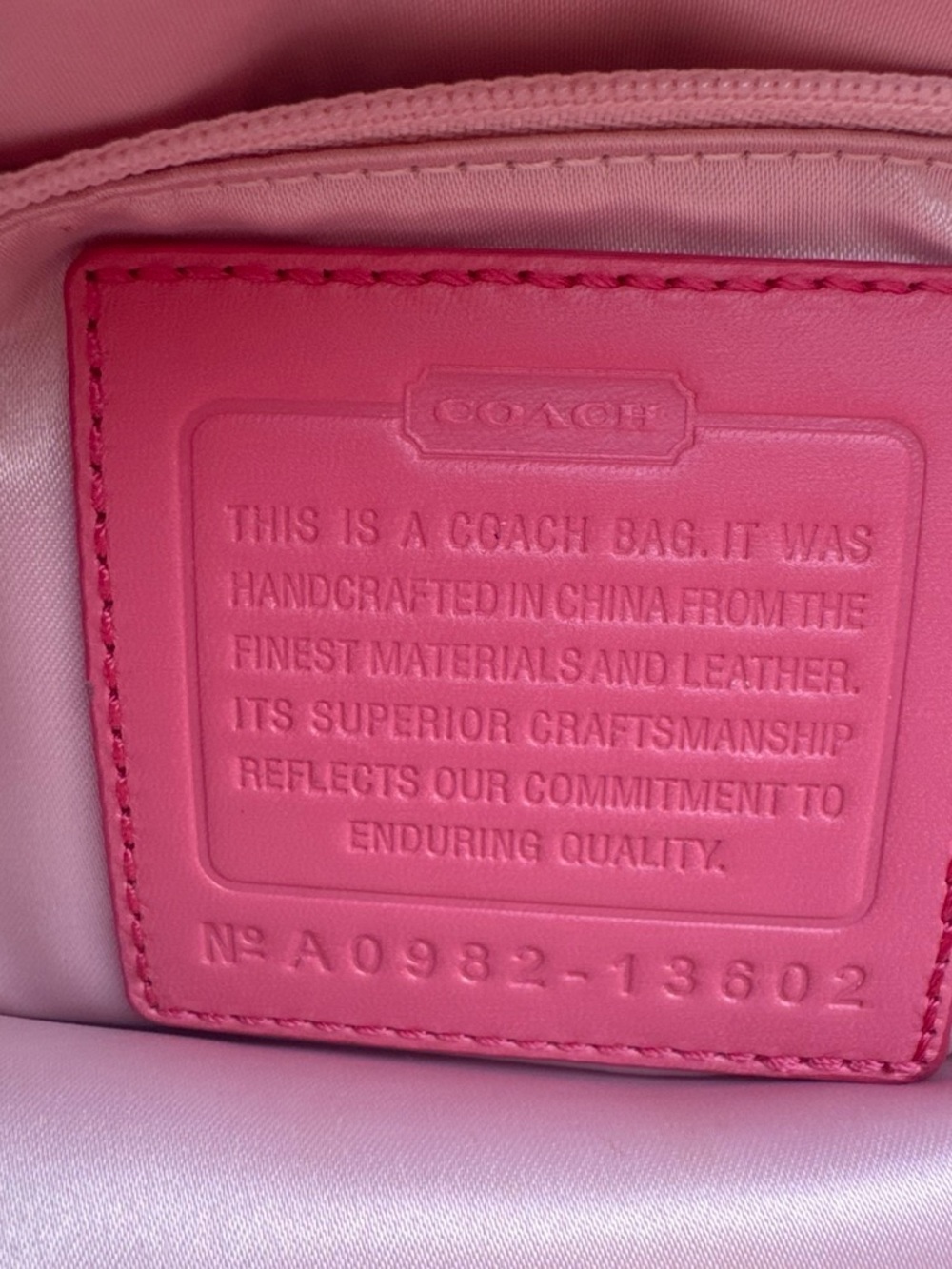 COACH Pink Leather Shoulder Bag with Embossed Coach Patch